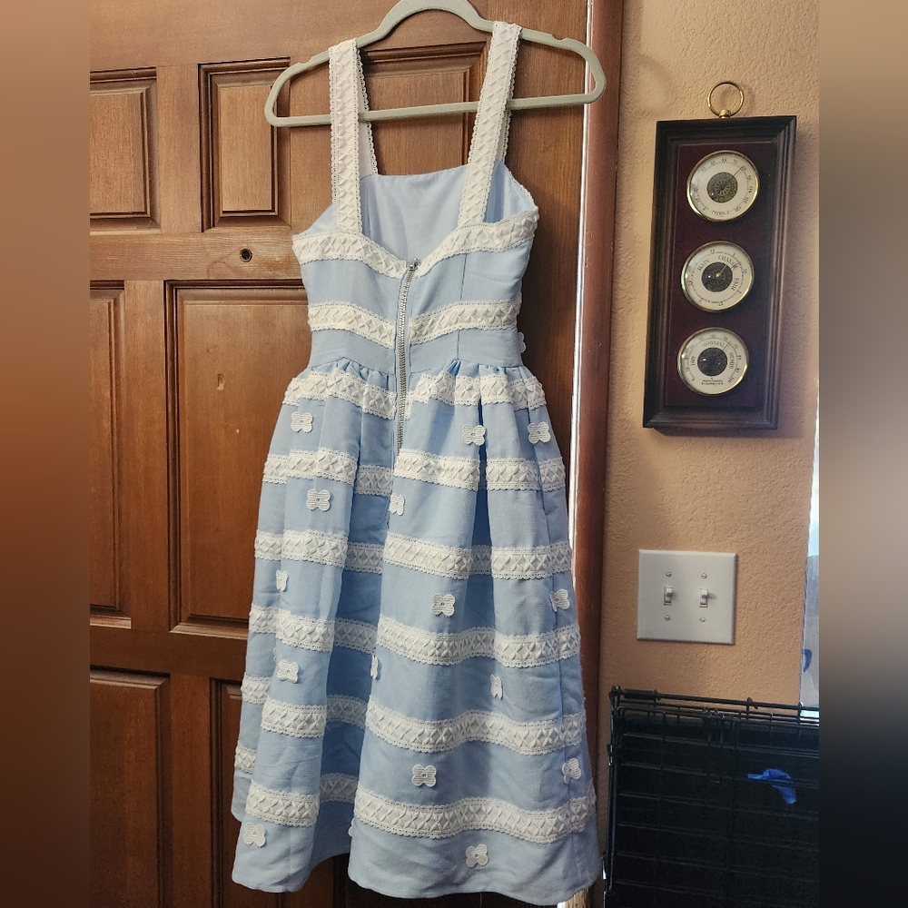 Barbie Light Blue Dress with White Lace Trim XS